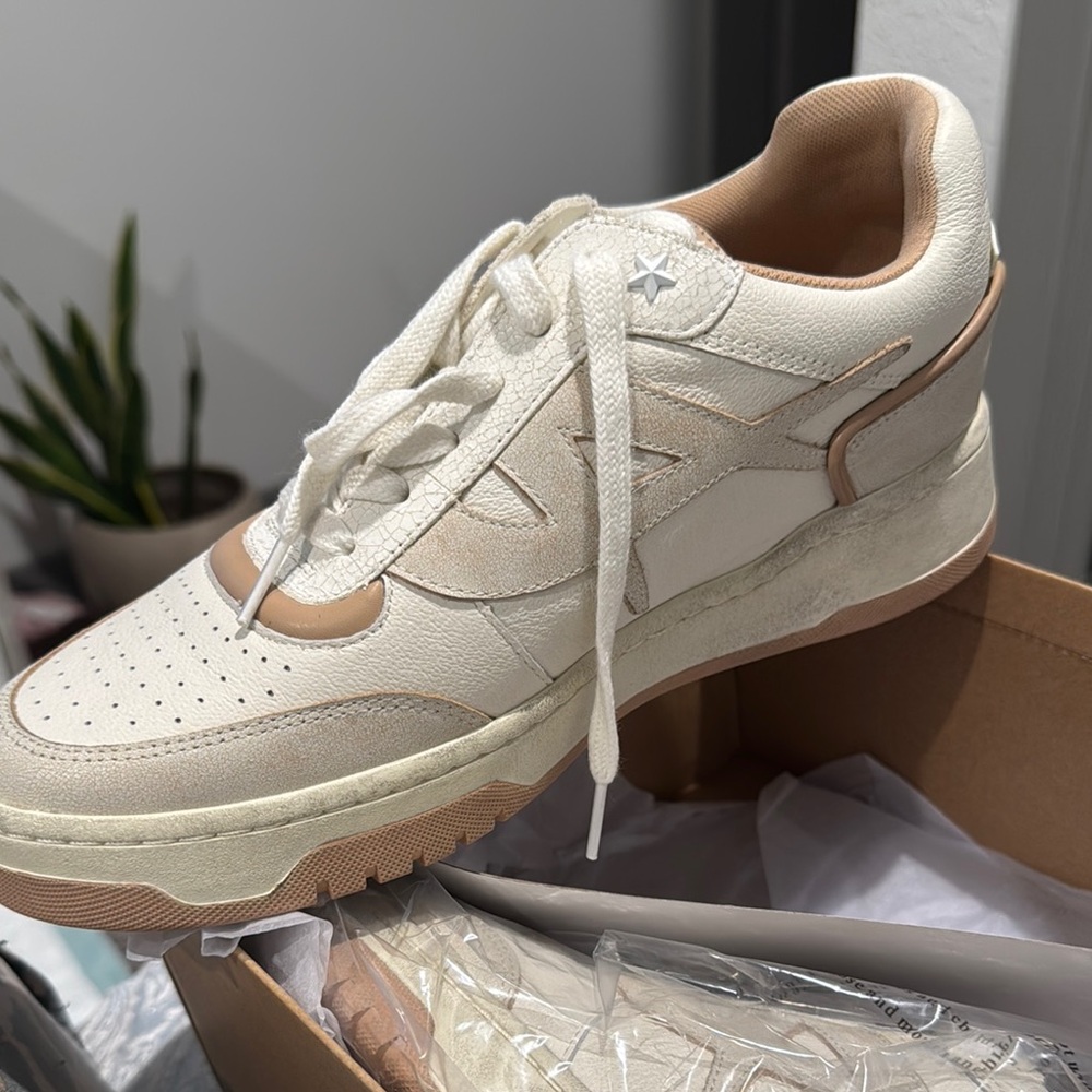 ASH Cream Sneakers with Chunky Retro Design and Thick Rubber Sole